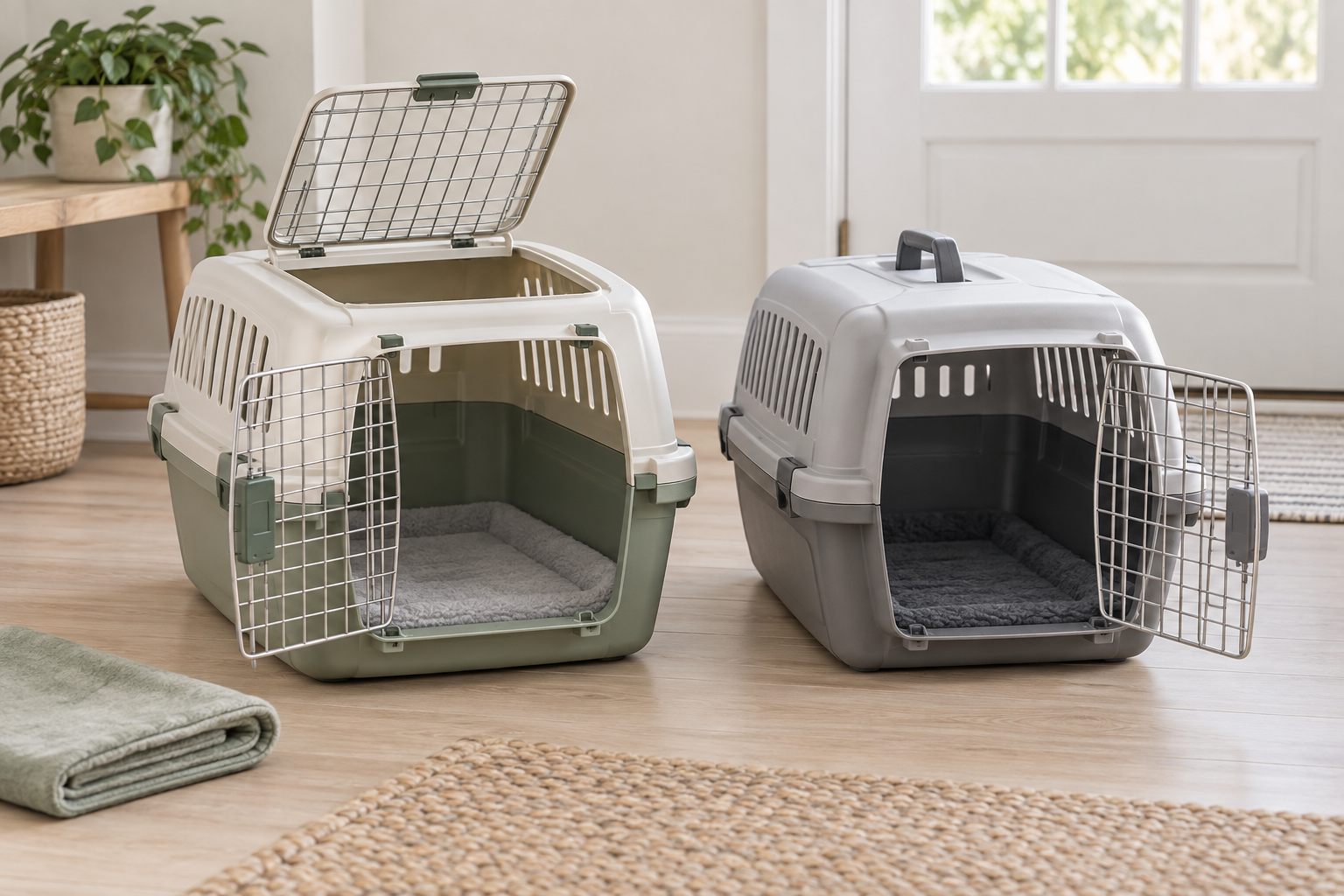 Pet carrier formats arranged for comparing top and front access